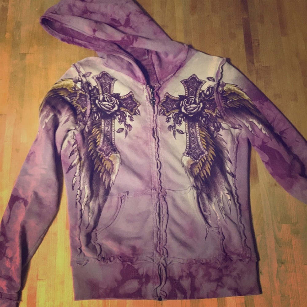 Sinful purple hoodie with rhinestones